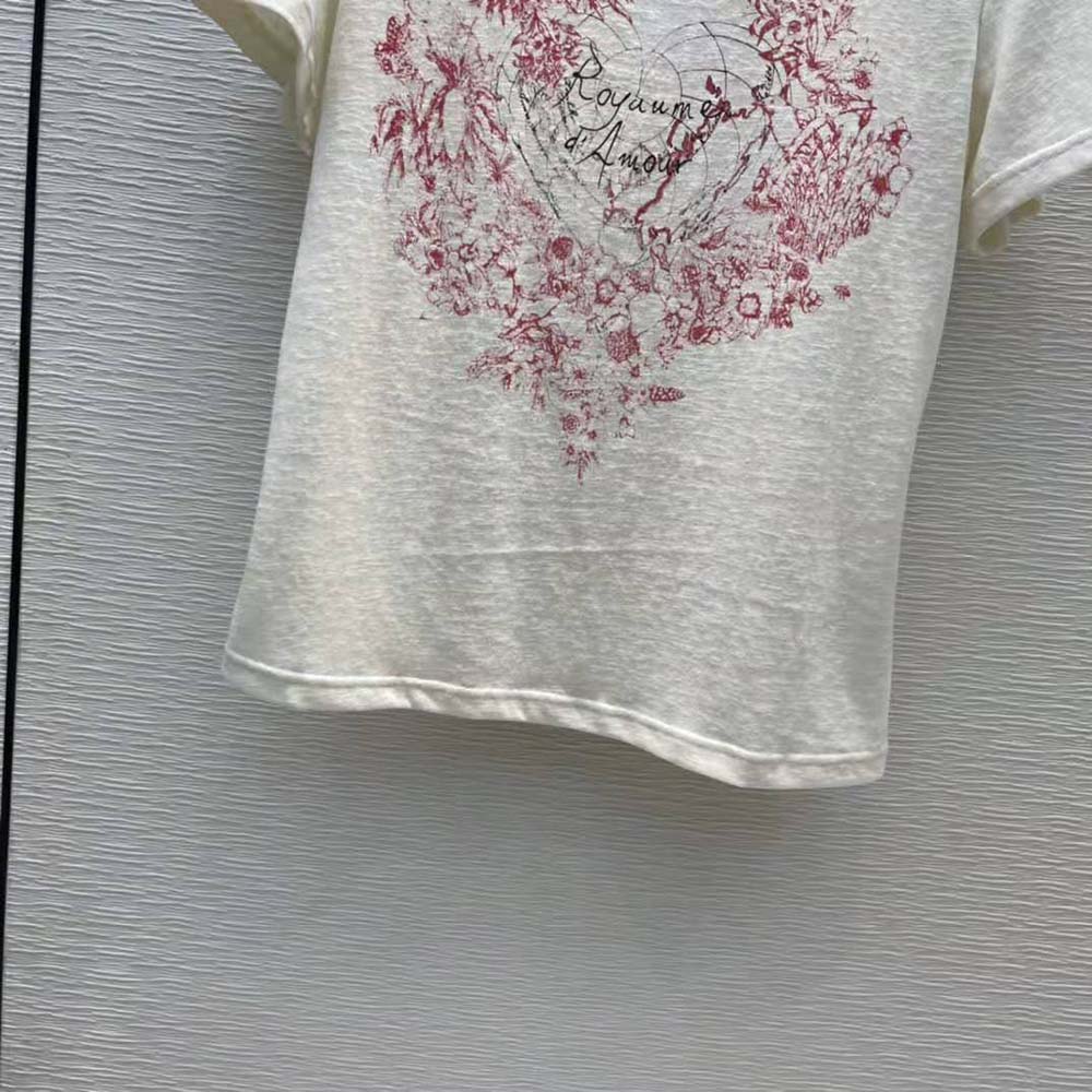 Dior Women Dioramour T-shirt Ecru D-Royaume D Amour Cotton Jersey and Linen - image 7