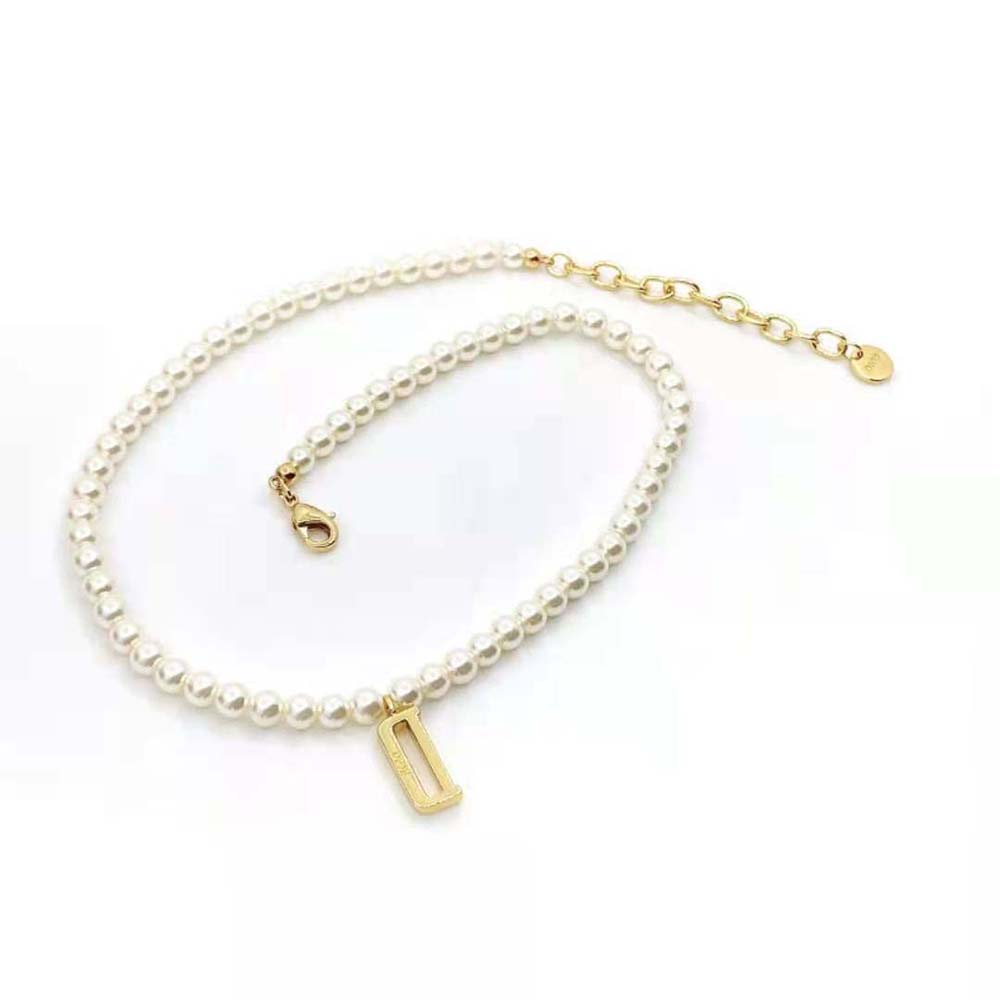 Dior Women Dio(r)evolution Necklace Gold-Finish Metal and White Resin Pearls - image 4