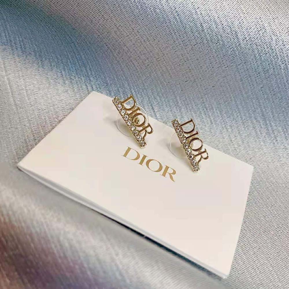 Dior Women Dio(r)evolution Stud Earrings Gold-Finish Metal and White Crystals - image 6