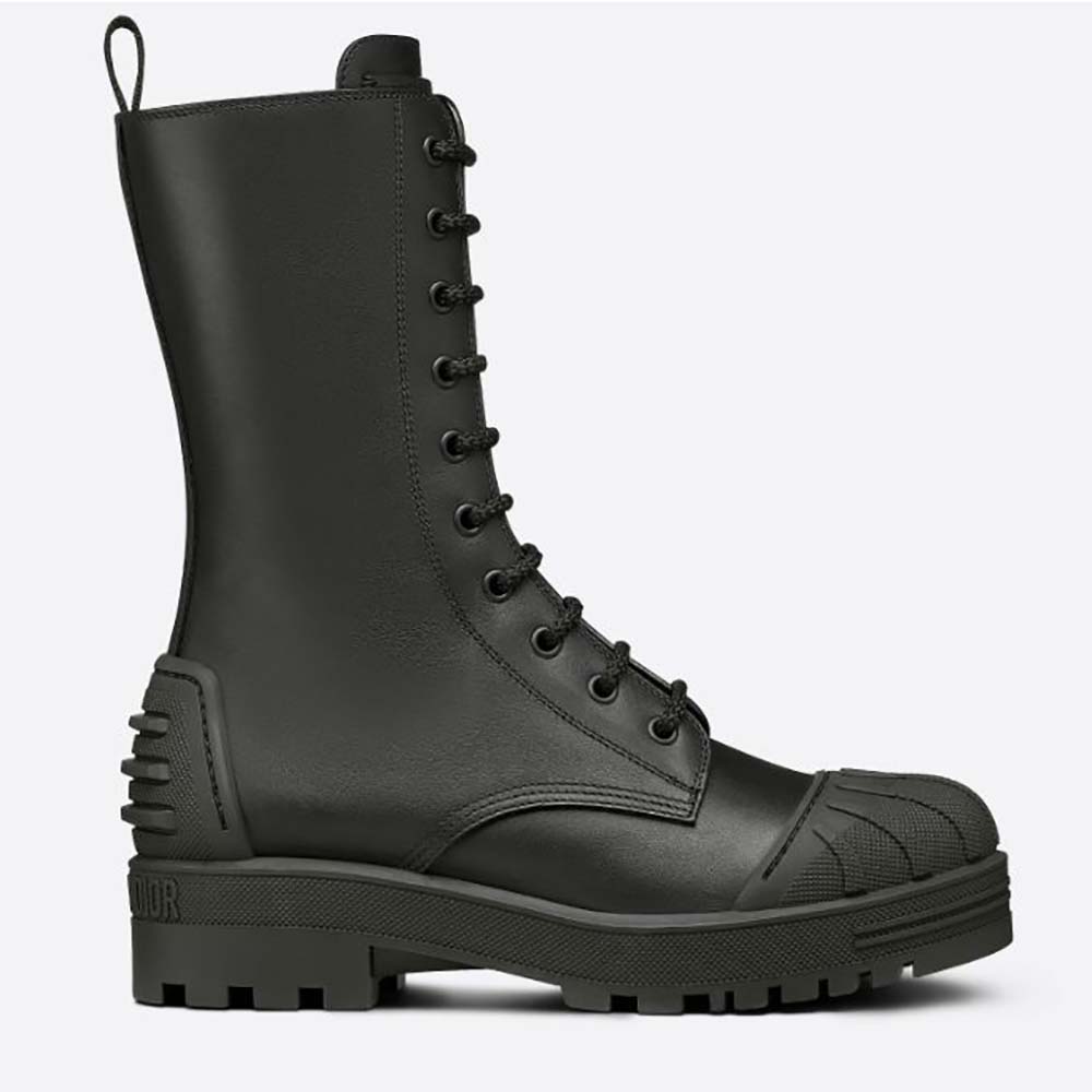 Side view of Dior Women Dioriron ankle Boot Black Rubber and Calfskin