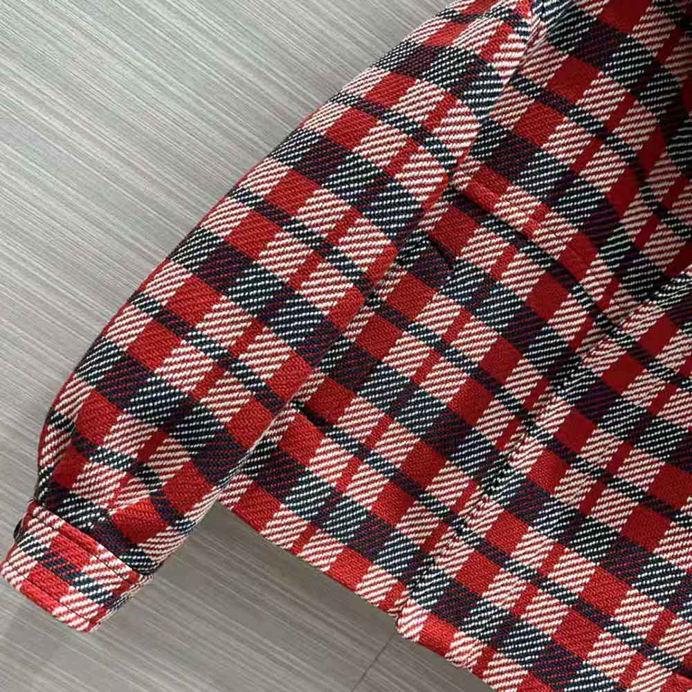 Dior Women Hooded Blouson Red Black and White Check n Dior Cotton and Wool - image 7