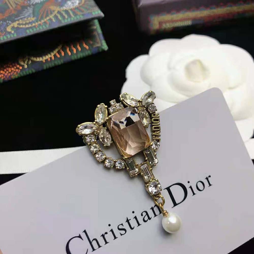 Dior Women J adior Brooch Antique Gold-Finish Metal and a White Resin Pearl - image 5