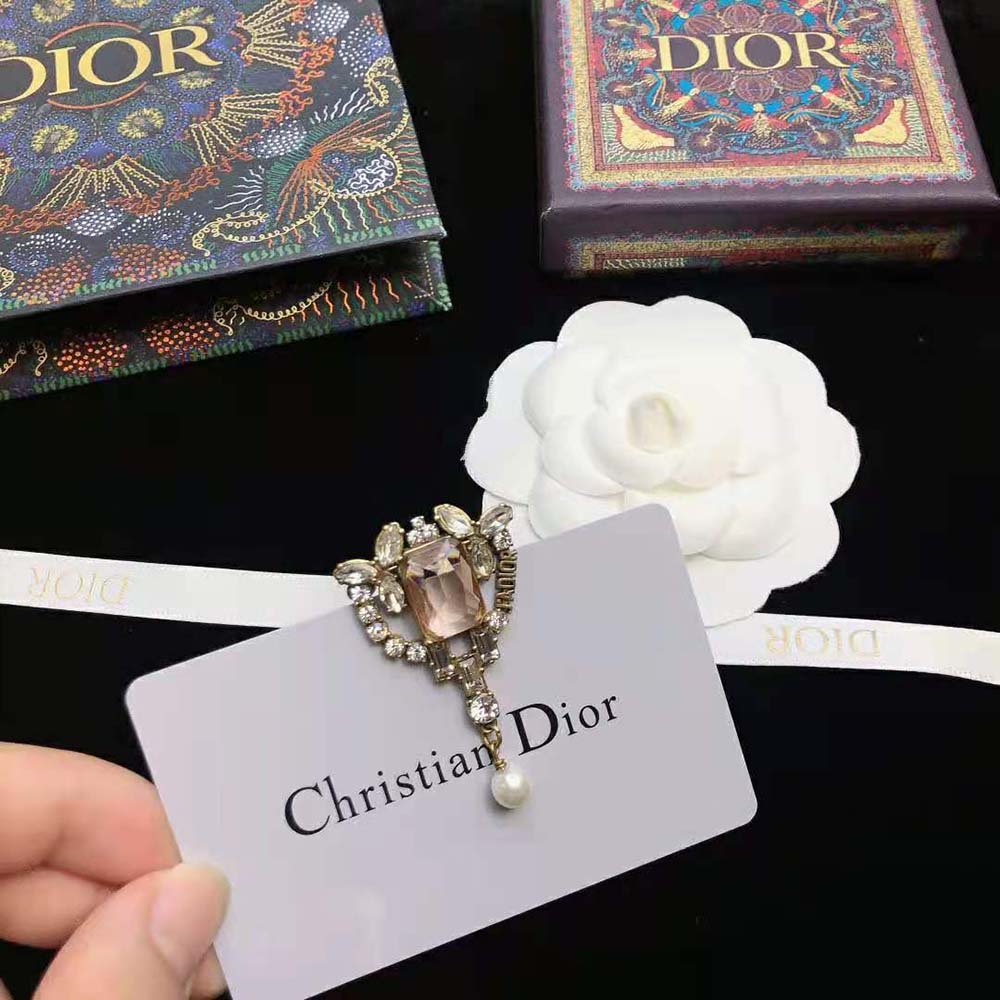 Dior Women J adior Brooch Antique Gold-Finish Metal and a White Resin Pearl - image 6