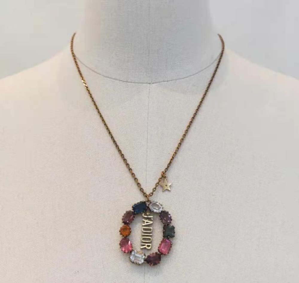 Dior Women J adior Necklace showcasing multicolor crystal centerpiece
