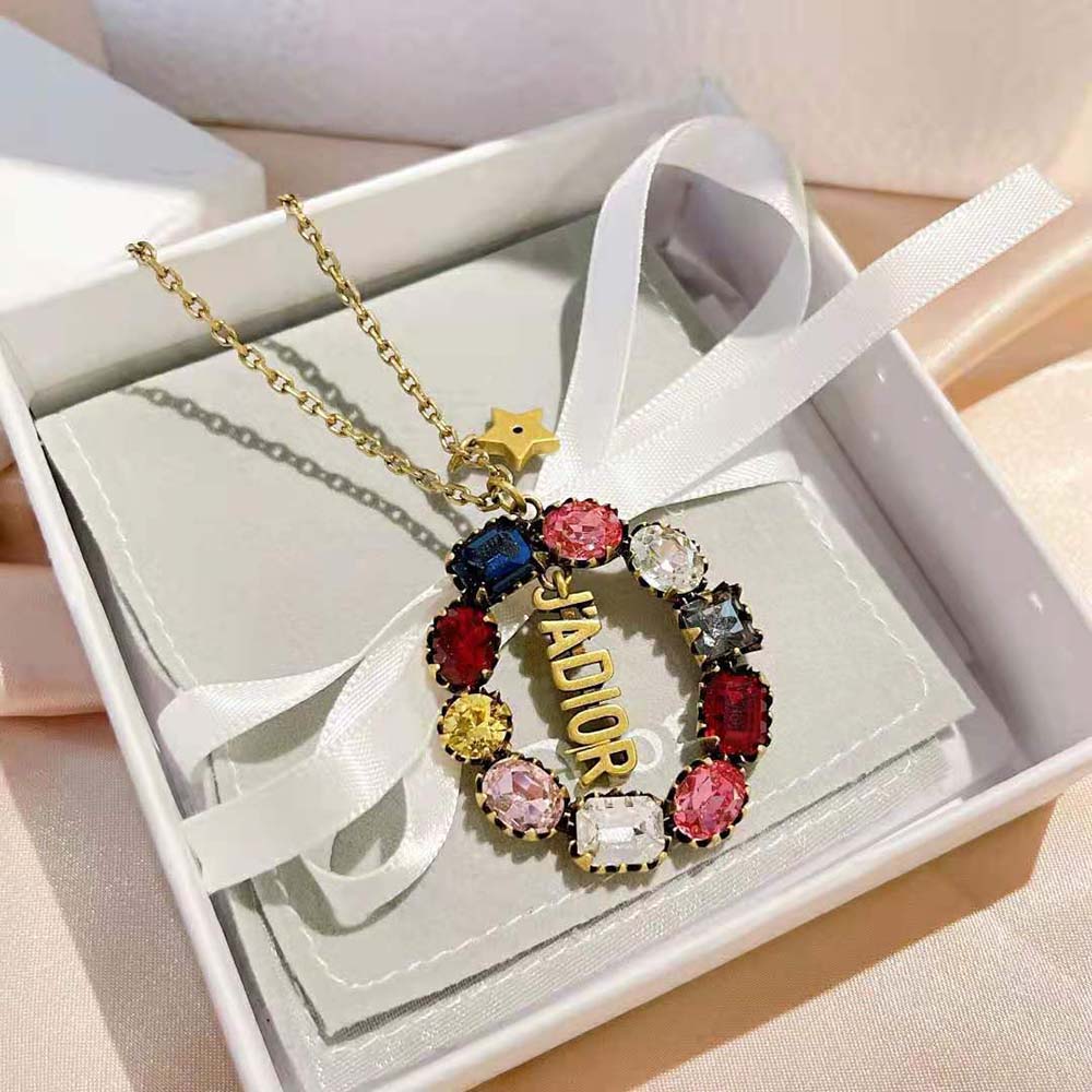 Dior Women J adior Necklace Antique Gold-Finish Metal and Multicolor Crystals - image 6