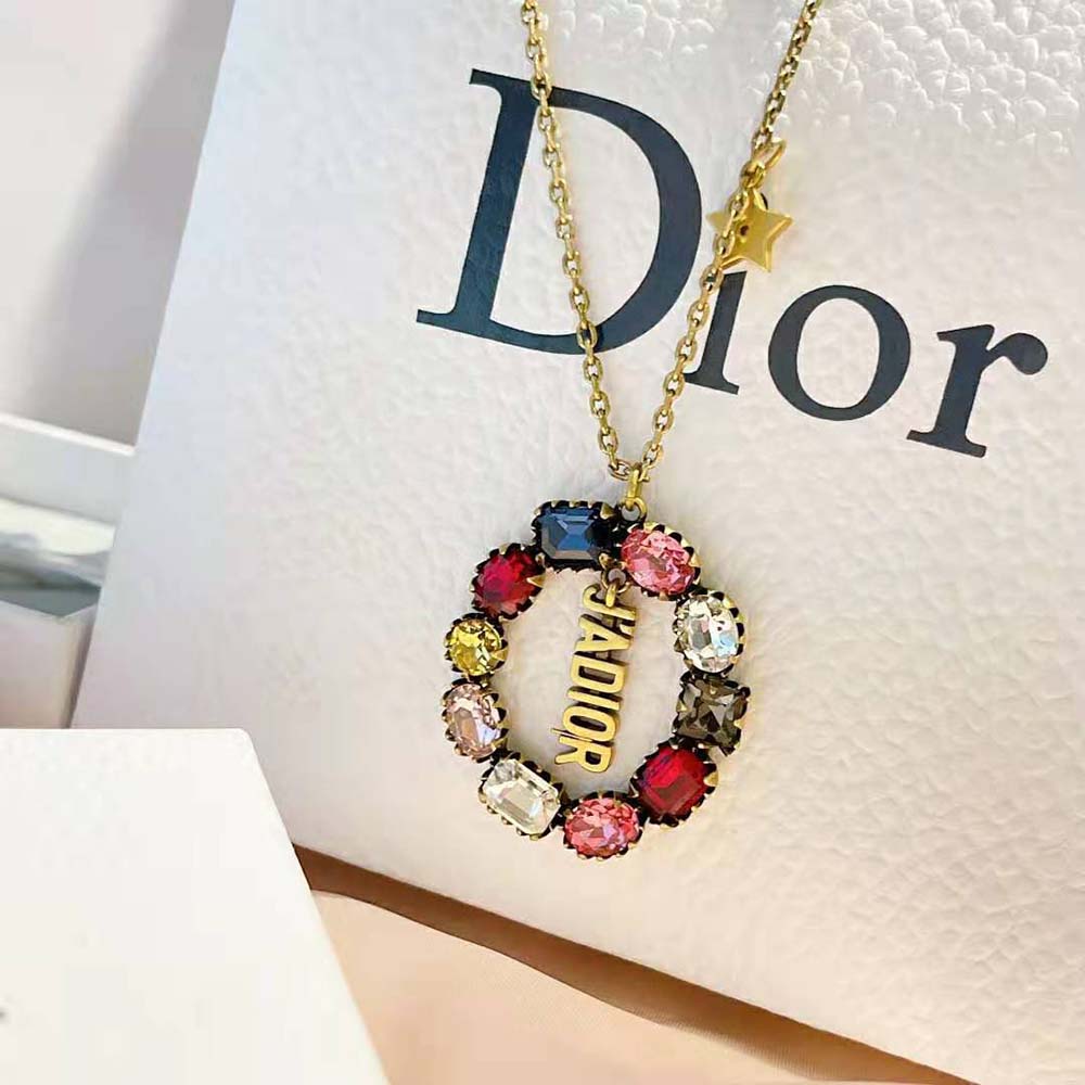 Dior Women J adior Necklace Antique Gold-Finish Metal and Multicolor Crystals - image 5
