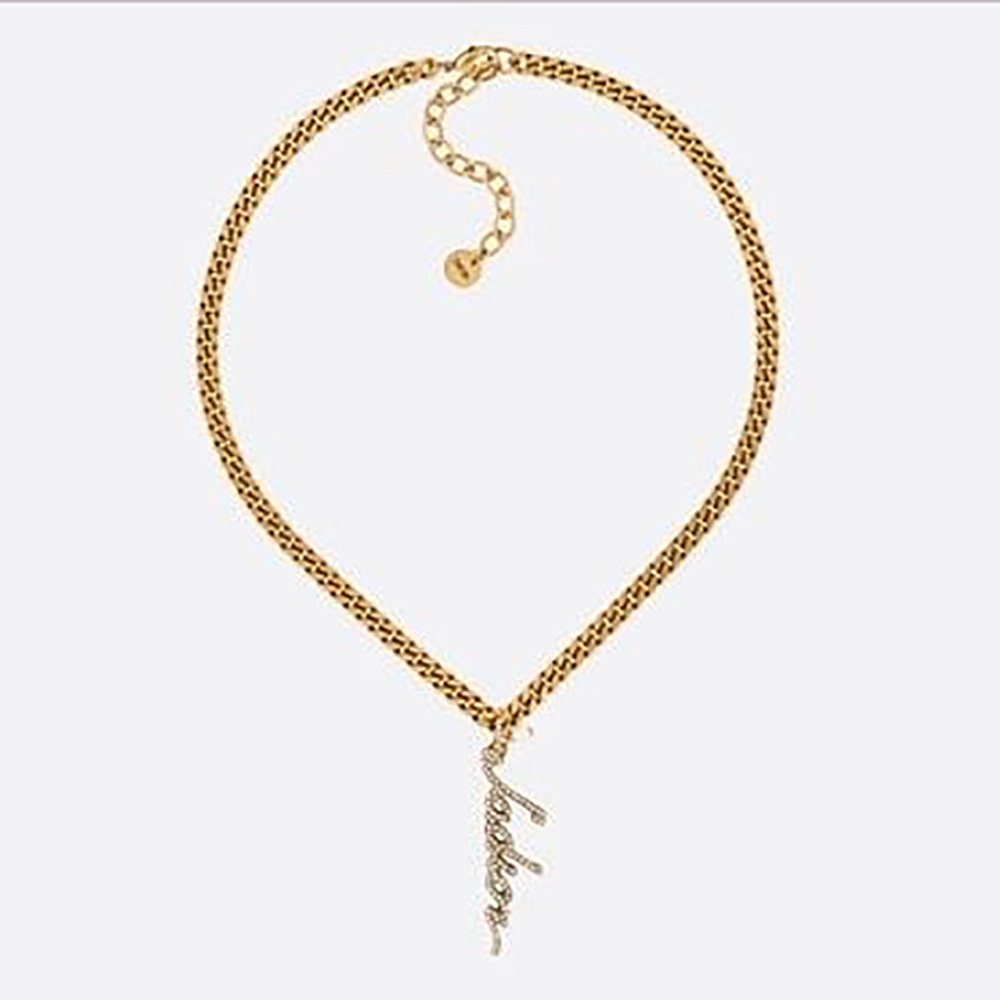 Front view of Dior Women J adior Necklace Antique Gold-Finish Metal and White Resin Pearl