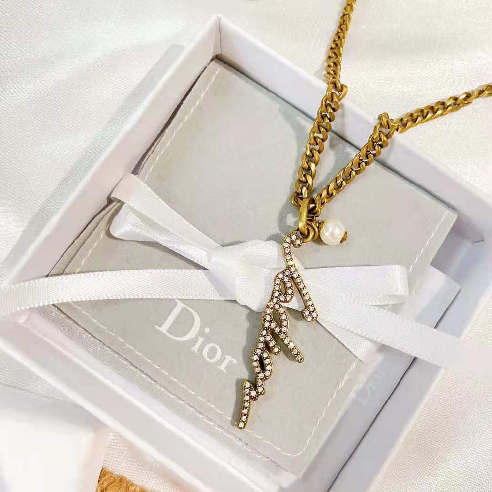 Dior Women J adior Necklace Antique Gold-Finish Metal and White Resin Pearl - image 8