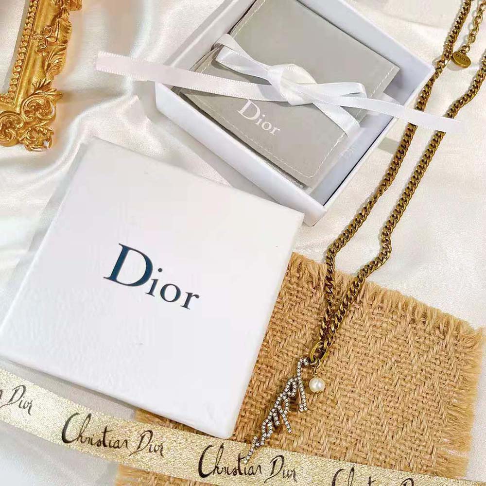 Dior Women J adior Necklace Antique Gold-Finish Metal and White Resin Pearl - image 7