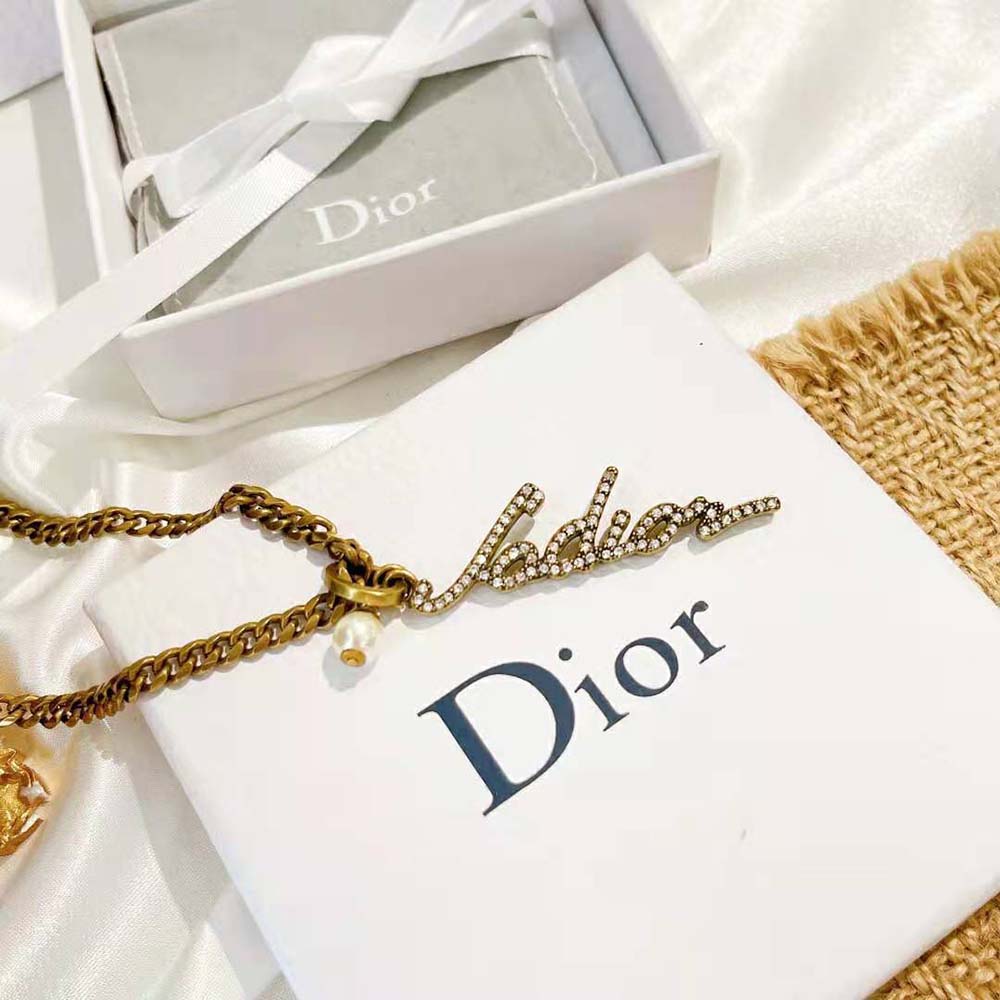 Dior Women J adior Necklace Antique Gold-Finish Metal and White Resin Pearl - image 5