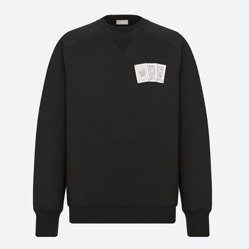 Front view of Dior Women Kenny Scharf Sweatshirt Black Cotton Fleece