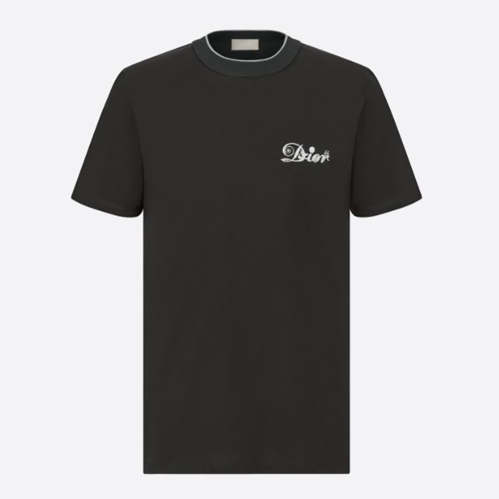 Front view of Dior Men Kenny Scharf T-Shirt Black Cotton Jersey showcasing bold graphic