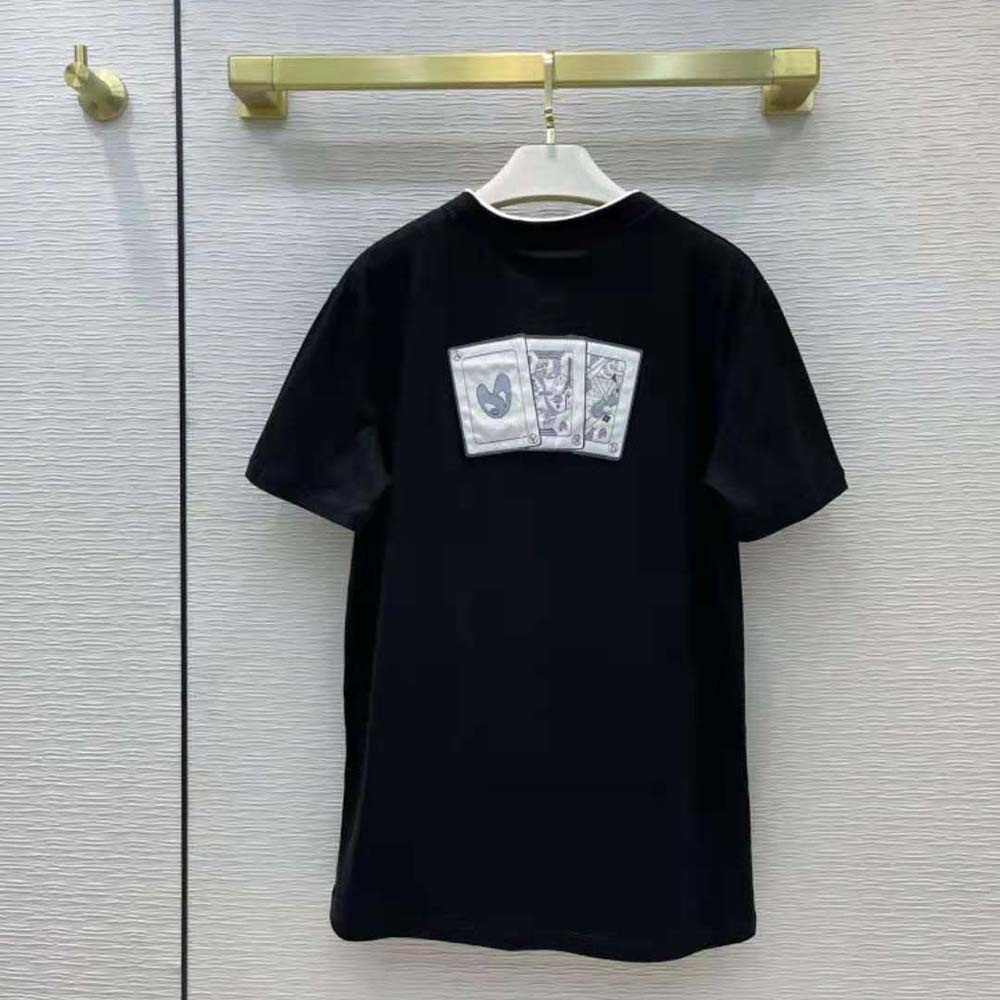 Side angle of Dior Men Kenny Scharf T-Shirt featuring classic black silhouette