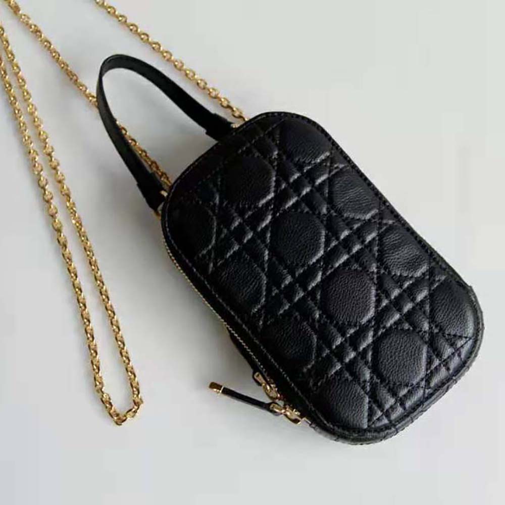 Dior Women Lady Dior Phone Holder Black Cannage Lambskin - image 4