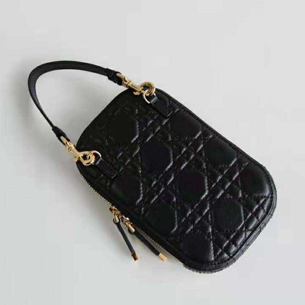 Dior Women Lady Dior Phone Holder Black Cannage Lambskin - image 5