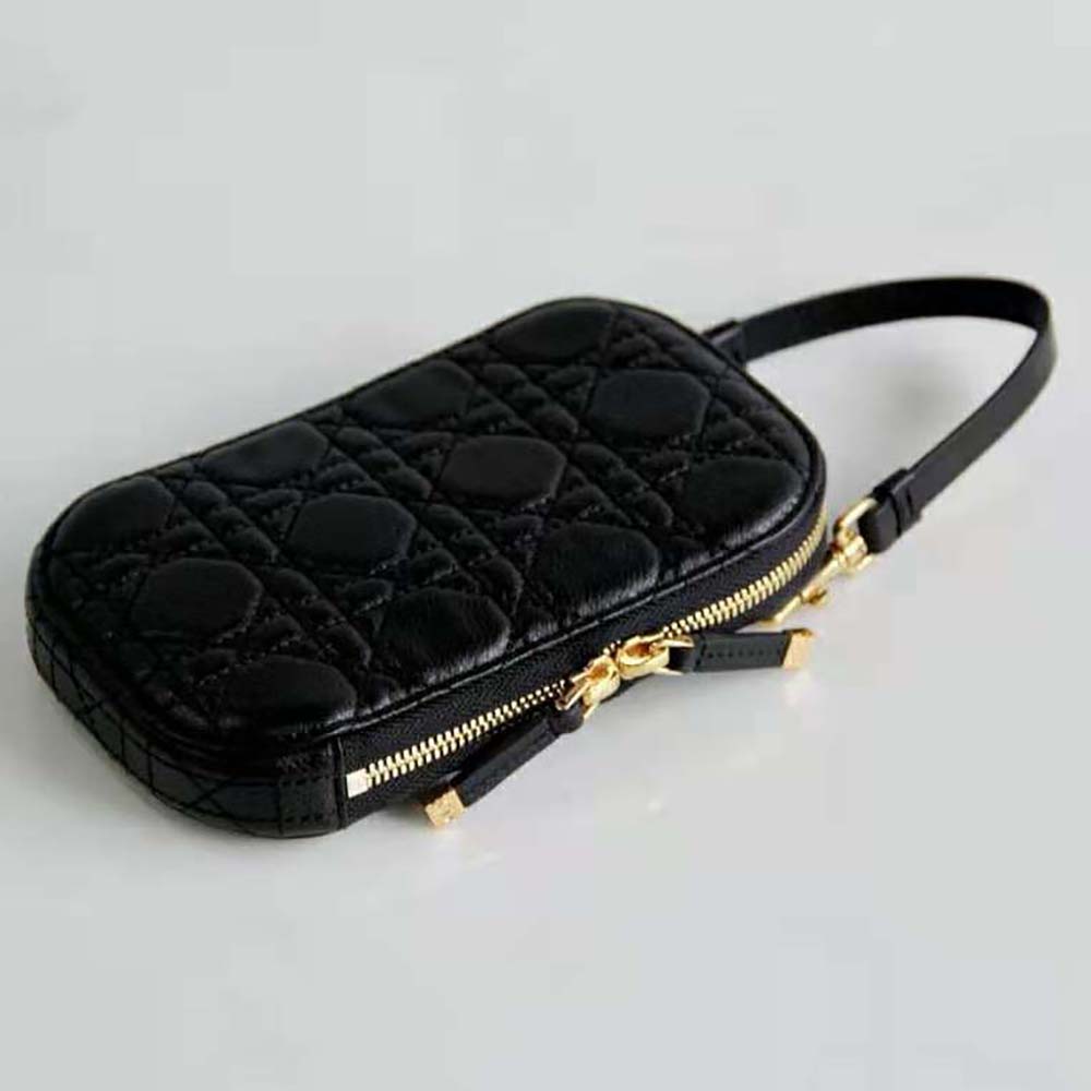 Dior Women Lady Dior Phone Holder Black Cannage Lambskin - image 6