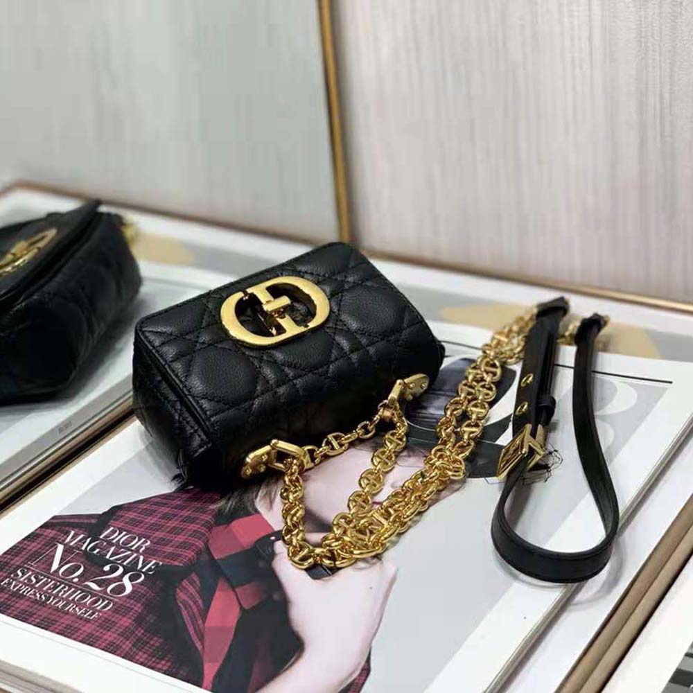 Dior Women Micro Dior Caro Bag Black Supple Cannage Calfskin - image 6
