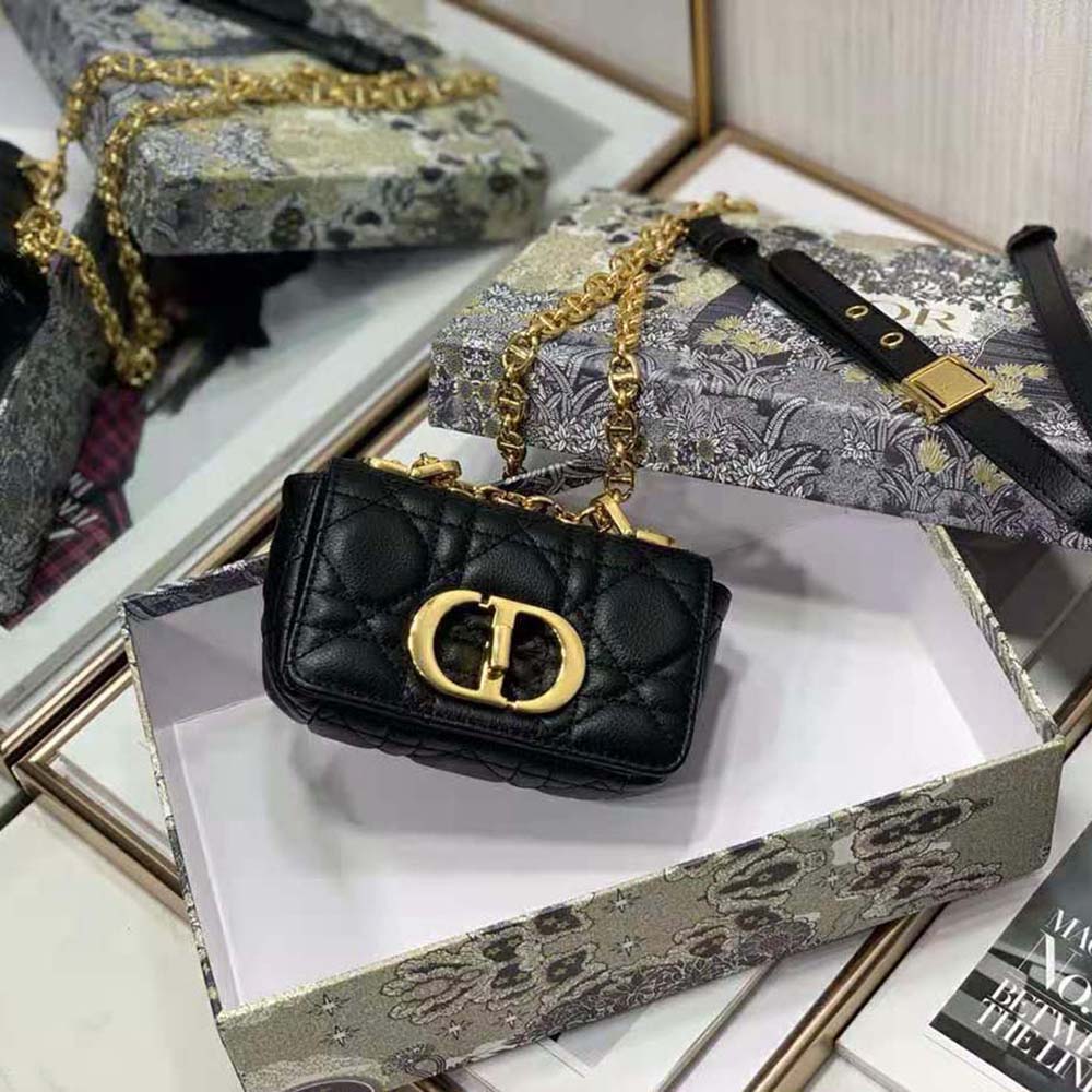 Dior Women Micro Dior Caro Bag Black Supple Cannage Calfskin - image 7