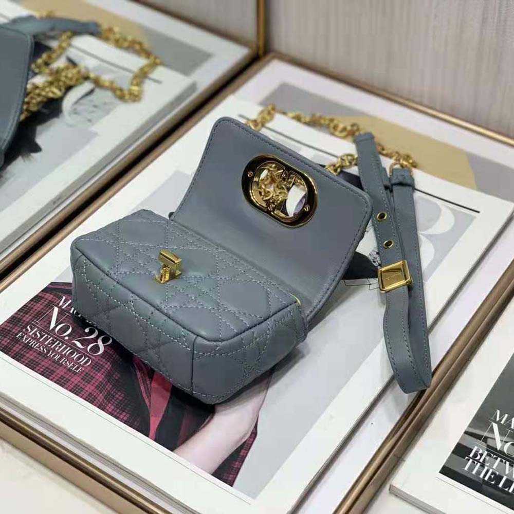 Dior Women Micro Dior Caro Bag Cloud Blue Supple Cannage Calfskin - image 9