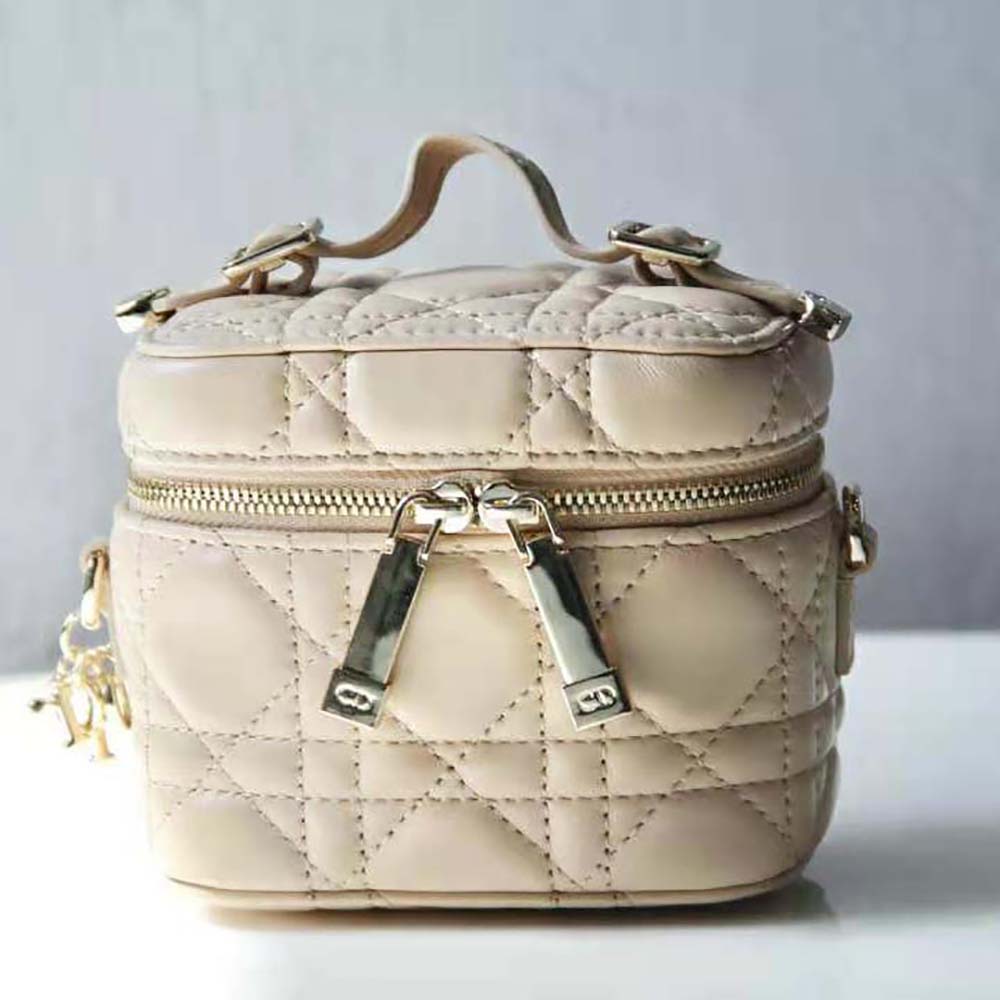 Dior Women Micro Lady Dior Vanity Case Cannage Lambskin-Beige - image 4