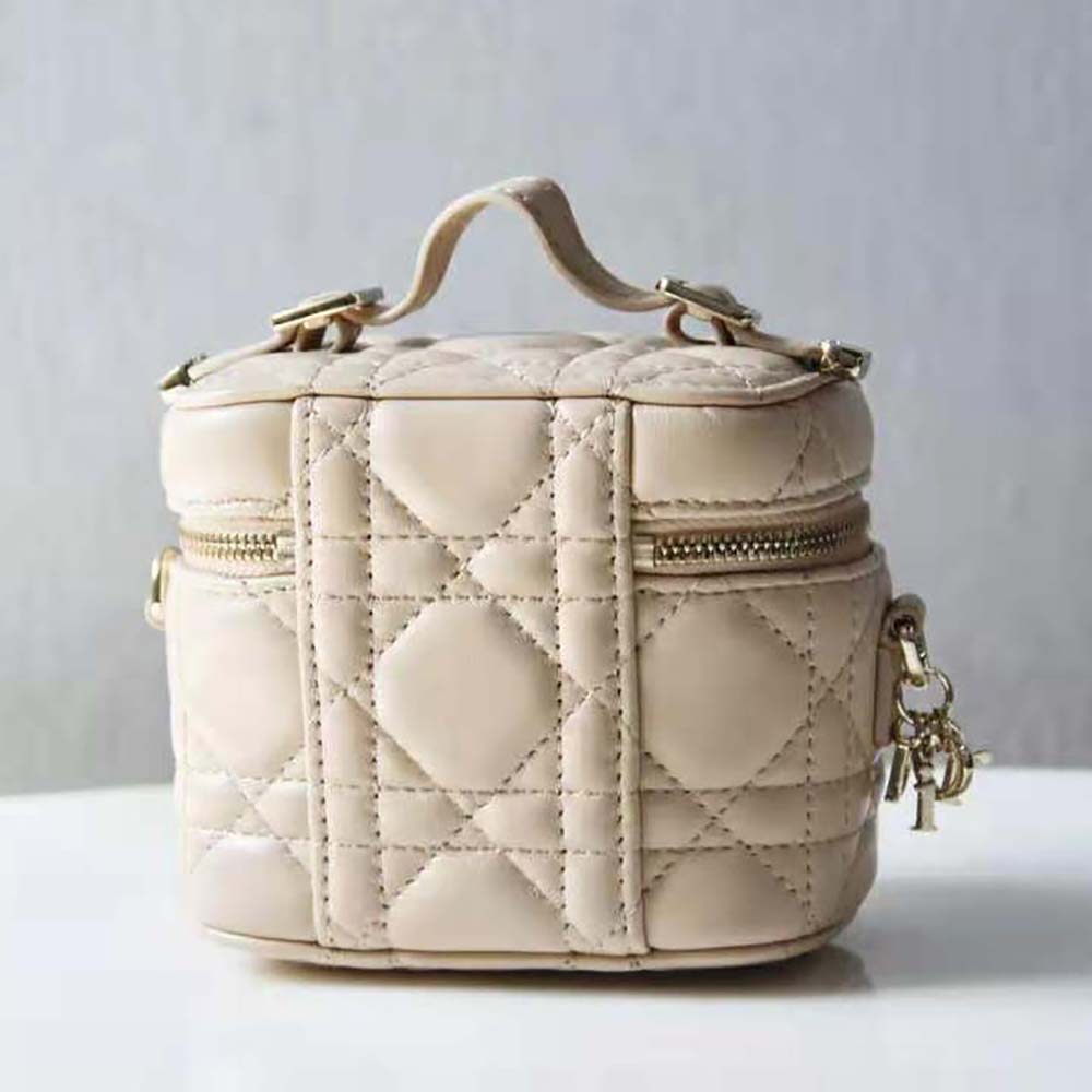 Dior Women Micro Lady Dior Vanity Case Cannage Lambskin-Beige - image 5
