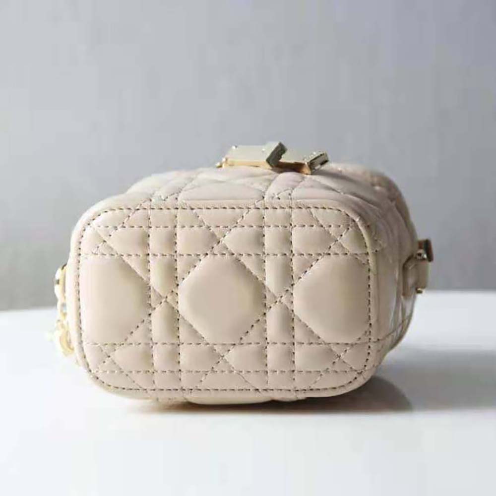 Dior Women Micro Lady Dior Vanity Case Cannage Lambskin-Beige - image 6