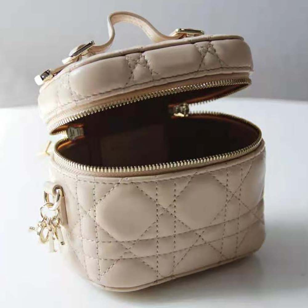 Dior Women Micro Lady Dior Vanity Case Cannage Lambskin-Beige - image 7