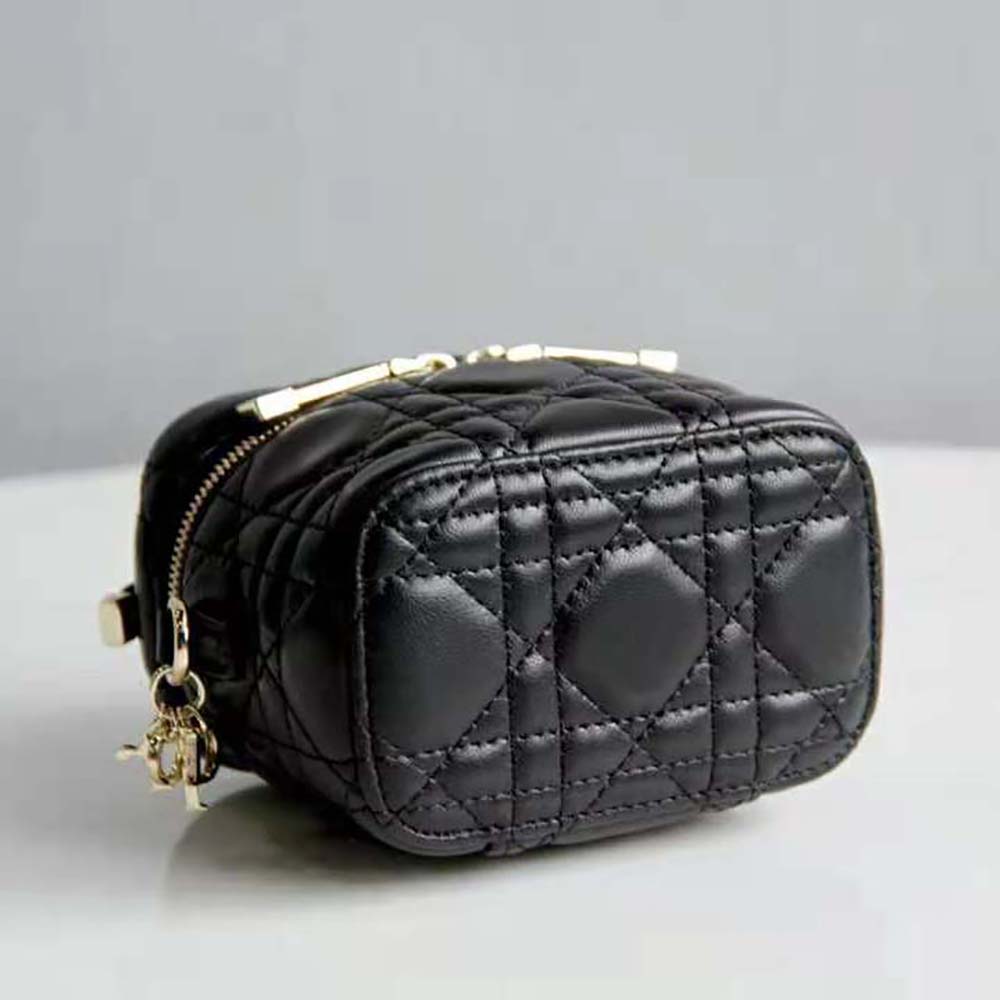 Dior Women Micro Lady Dior Vanity Case Cannage Lambskin-Black - image 6