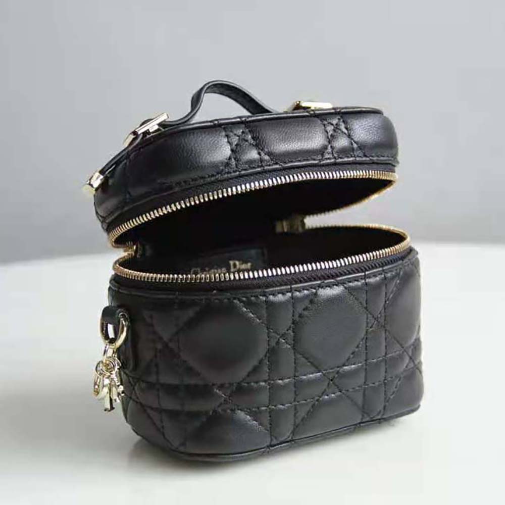 Dior Women Micro Lady Dior Vanity Case Cannage Lambskin-Black - image 4