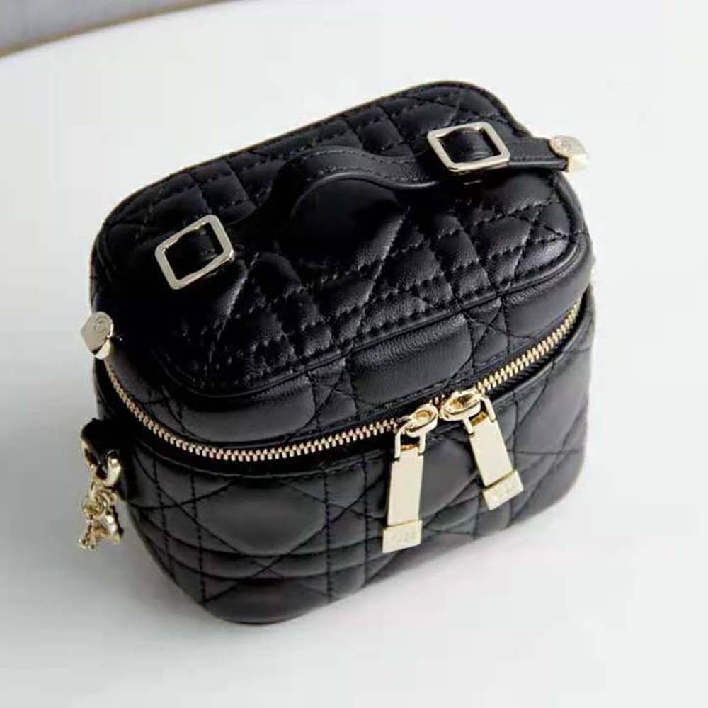 Dior Women Micro Lady Dior Vanity Case Cannage Lambskin-Black - image 5