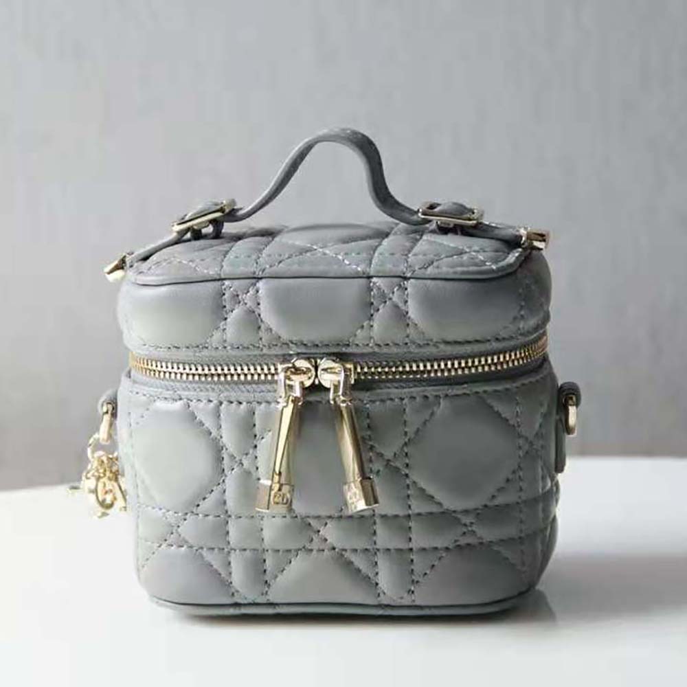 Close-up of Cannage stitching on Dior Women Micro Lady Dior Vanity Case