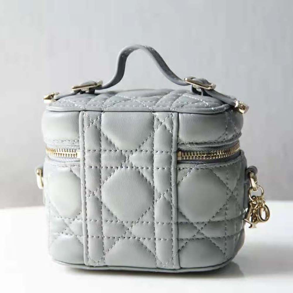 Dior Women Micro Lady Dior Vanity Case Cannage Lambskin-Gray - image 4
