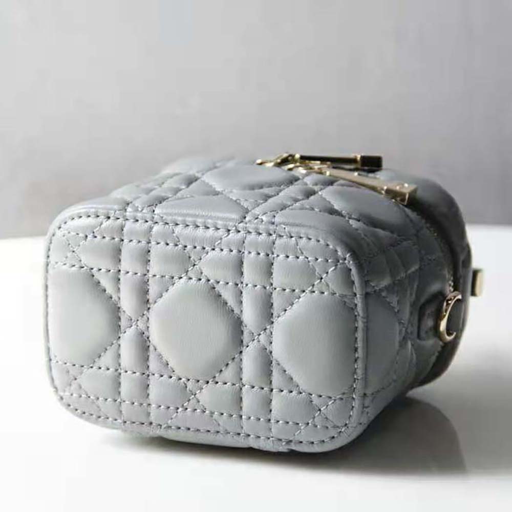 Dior Women Micro Lady Dior Vanity Case Cannage Lambskin-Gray - image 6