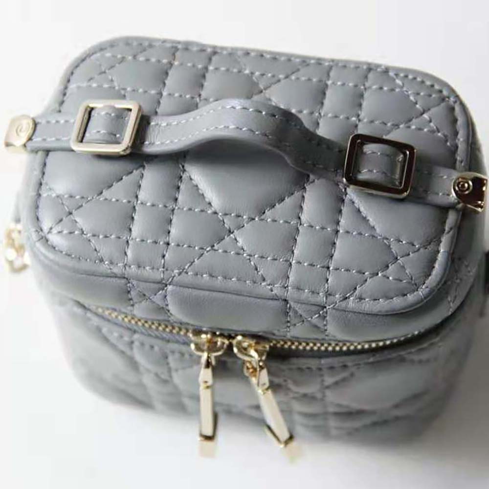 Dior Women Micro Lady Dior Vanity Case Cannage Lambskin-Gray - image 7