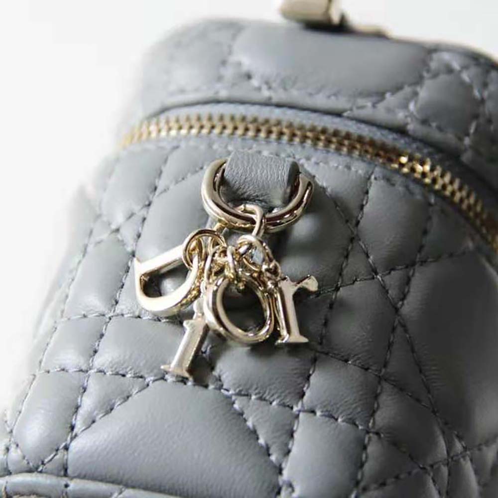 Dior Women Micro Lady Dior Vanity Case Cannage Lambskin-Gray - image 8