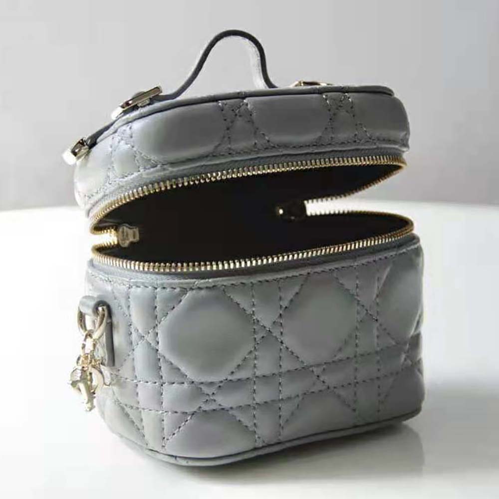 Dior Women Micro Lady Dior Vanity Case Cannage Lambskin-Gray - image 5