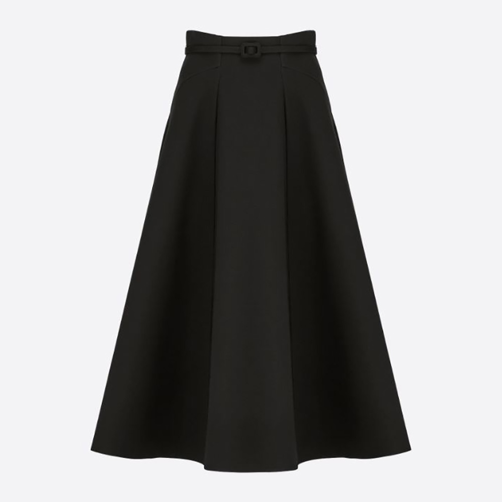 Front view of Dior Women Mid-Length Skirt Black Wool and Silk