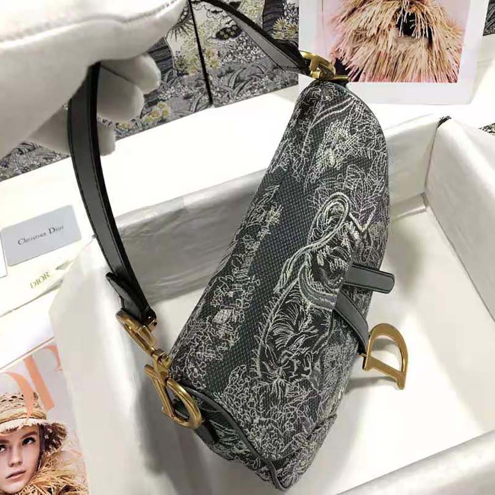 Dior Women Saddle Bag Toile DE Jouy Reverse Jacquard-Silver - image 5