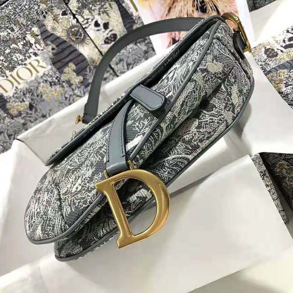 Dior Women Saddle Bag Toile DE Jouy Reverse Jacquard-Silver - image 6