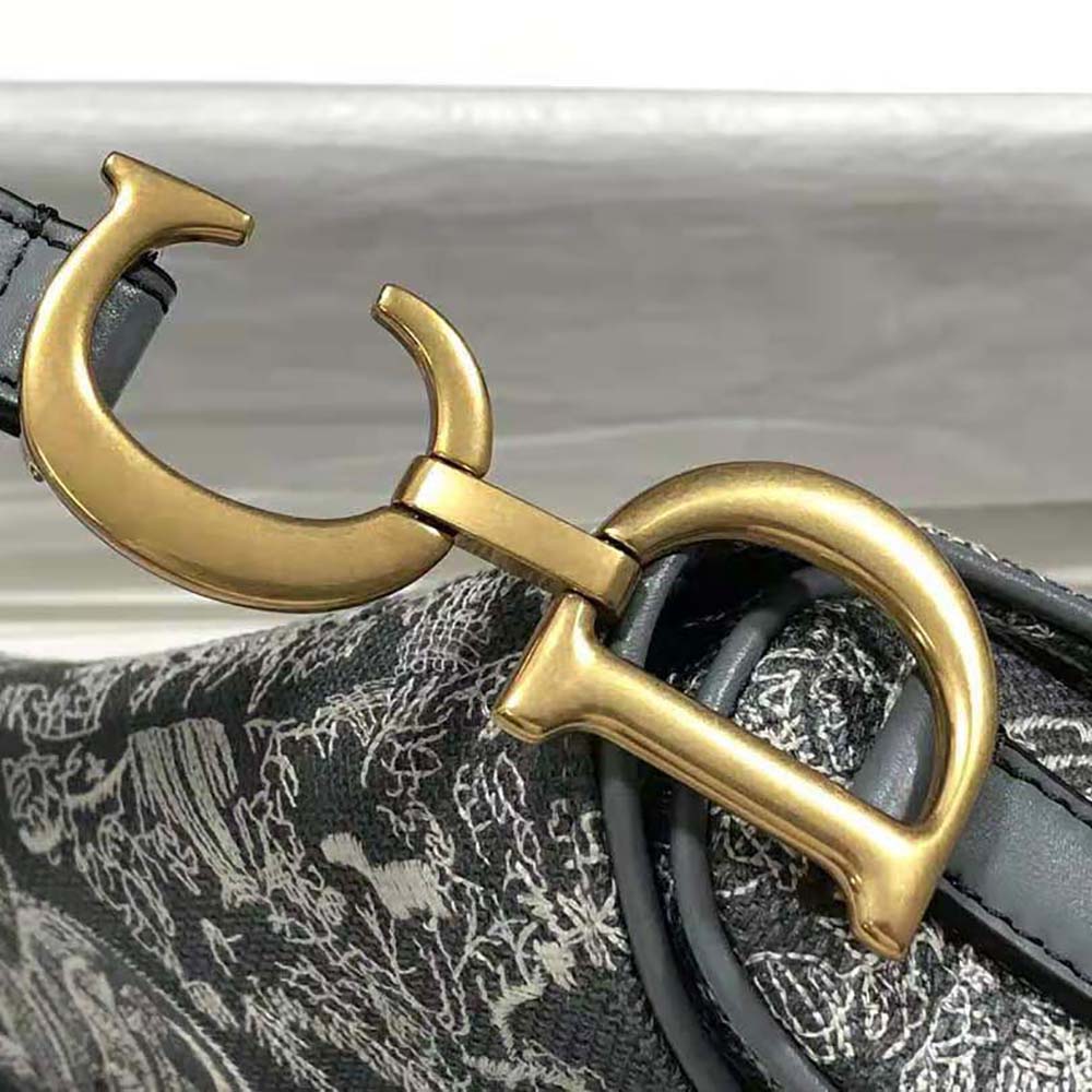 Dior Women Saddle Bag Toile DE Jouy Reverse Jacquard-Silver - image 10