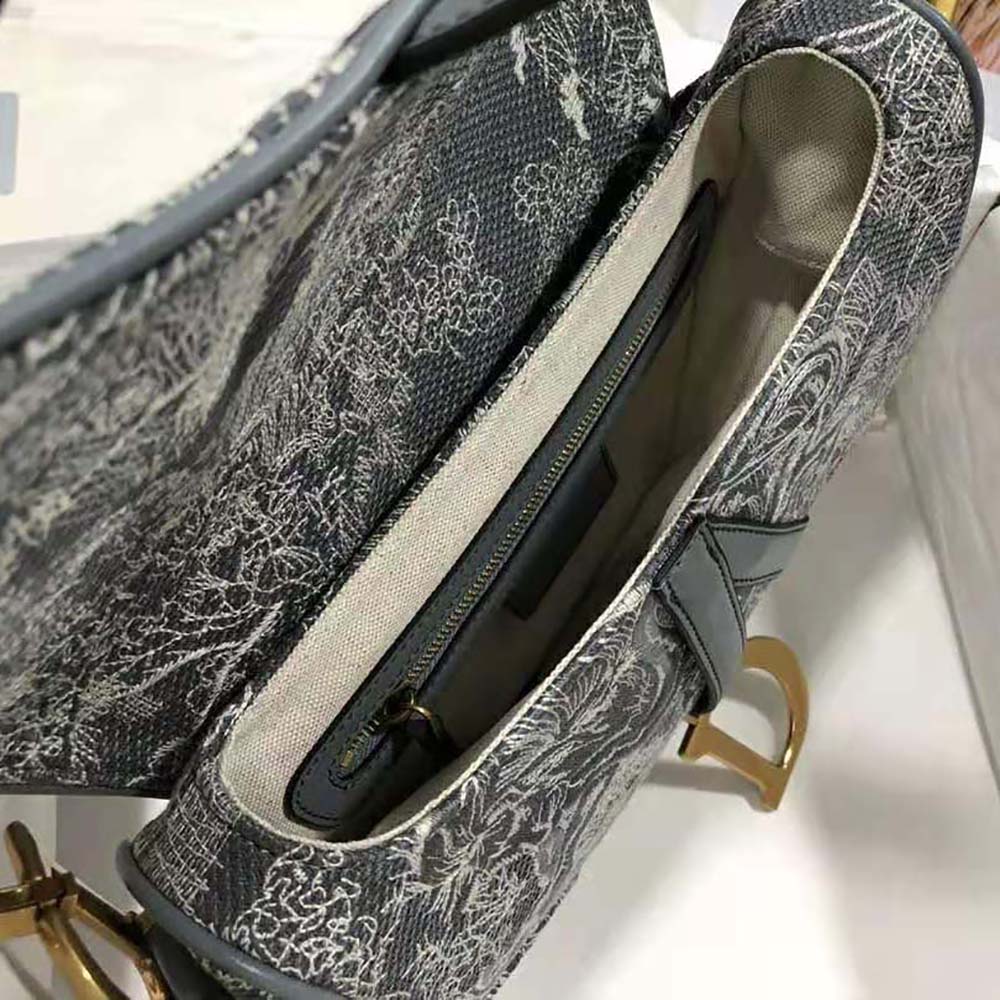 Dior Women Saddle Bag Toile DE Jouy Reverse Jacquard-Silver - image 9