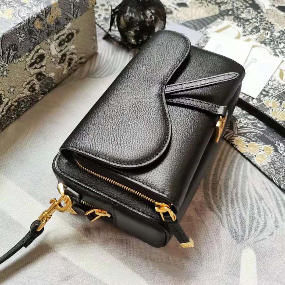 Dior Women Saddle Double Pouch Goatskin-Black - image 4