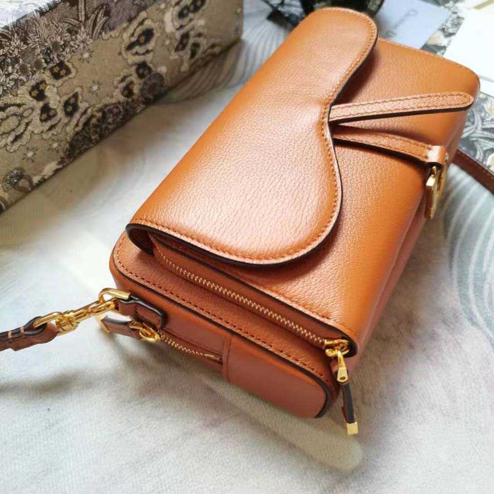 Dior Women Saddle Double Pouch Goatskin-Brown - image 5