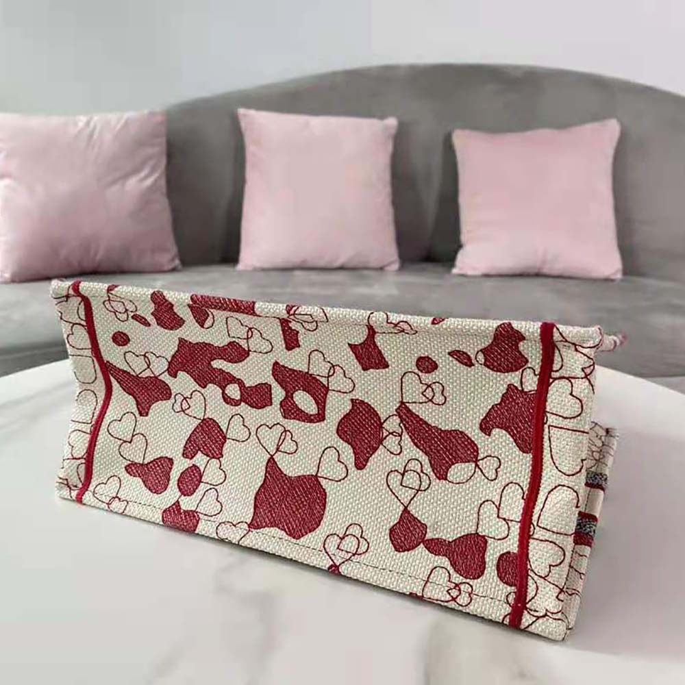 Dior Women Small Dior Book Tote Red and White D-Royaume D Amour Embroidery - image 7