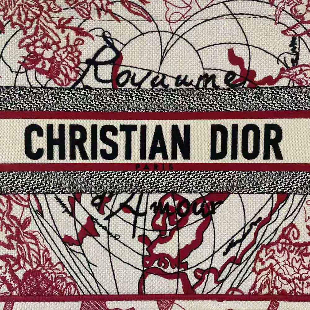 Dior Women Small Dior Book Tote Red and White D-Royaume D Amour Embroidery - image 10