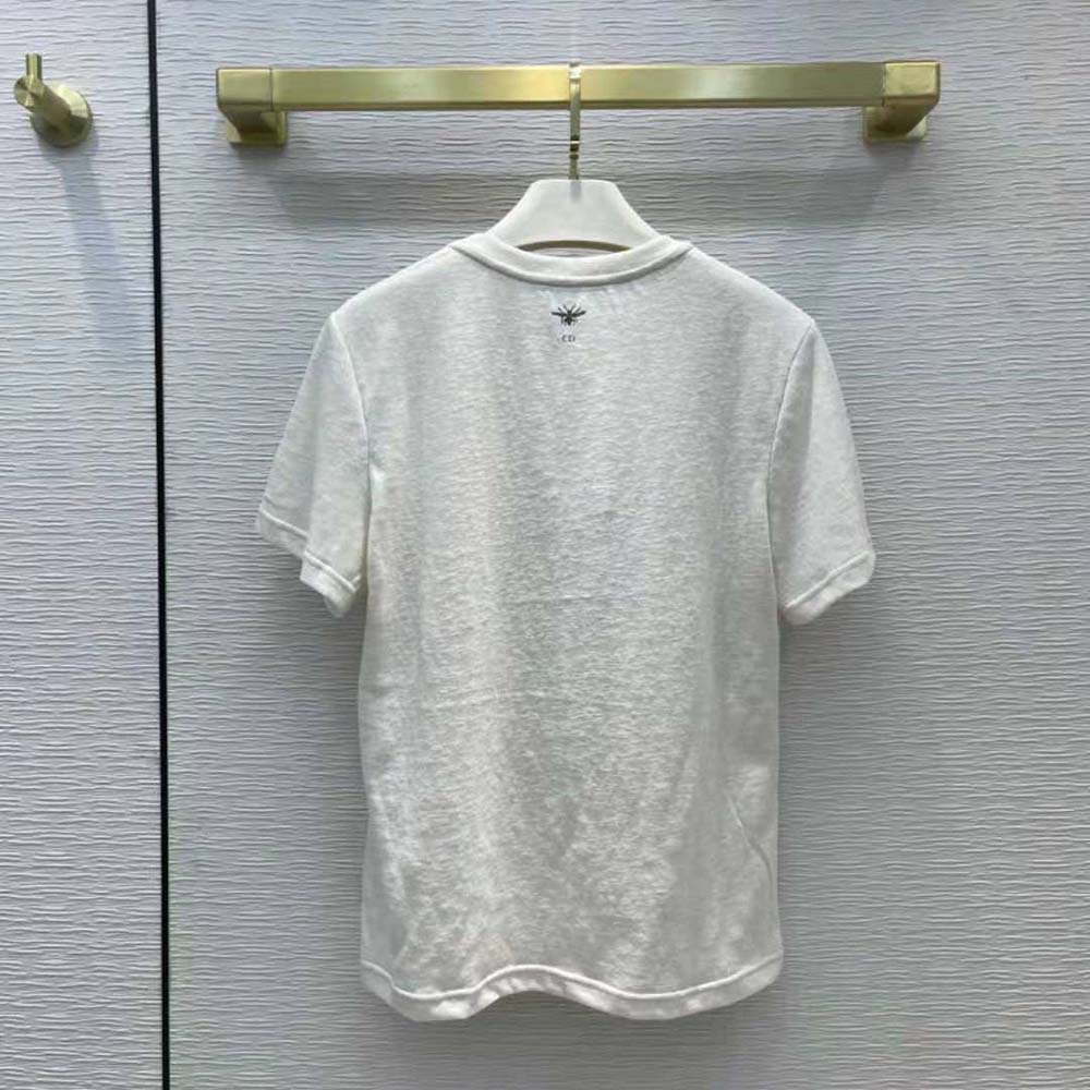 Dior Women T-shirt Ecru Dior Des Vents Cotton Jersey and Linen - image 4