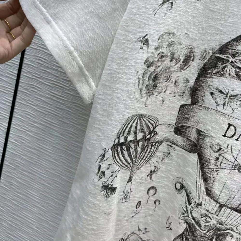Dior Women T-shirt Ecru Dior Des Vents Cotton Jersey and Linen - image 5
