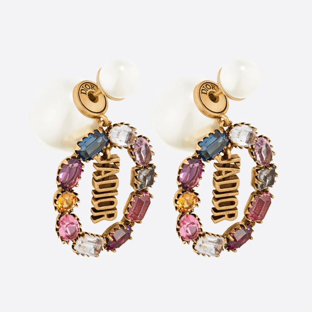 Front view of Dior Women Tribales Earrings Antique Gold-Finish Metal