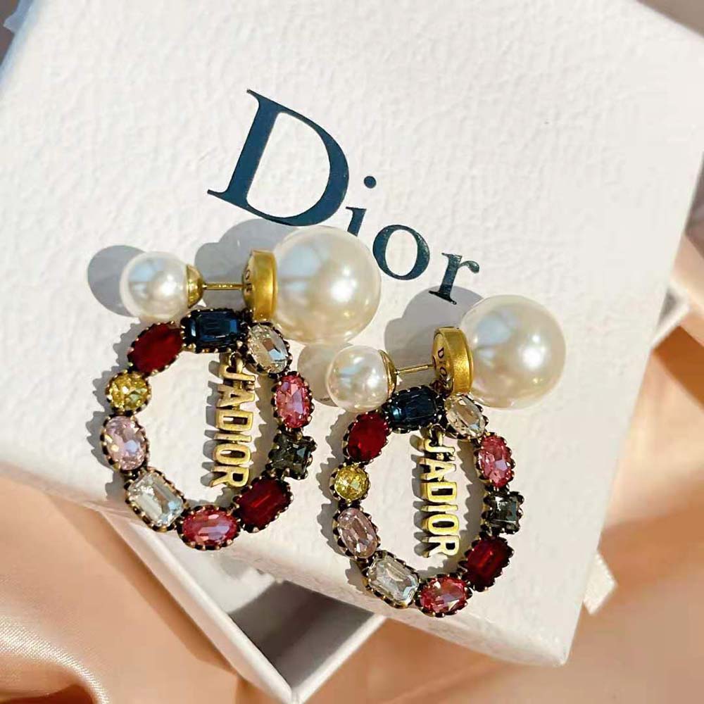 Side angle showing closure and silhouette of Dior Women Tribales Earrings