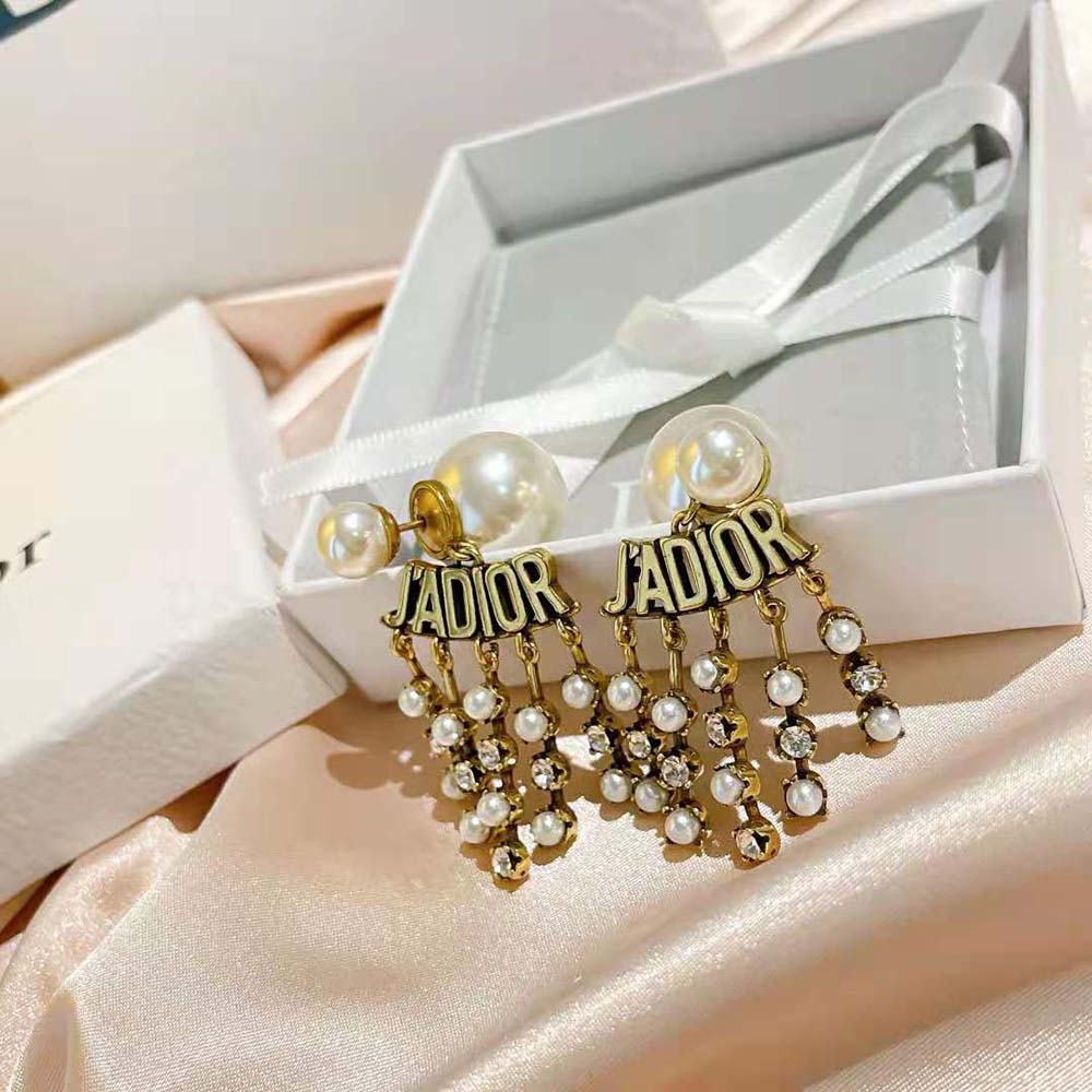 Side view showing double-sided design of Dior Women Tribales Earrings